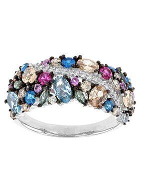 Bella Luce Sterling Silver Ring Multicolor Multi Gemstone Size 8 Cluster Band